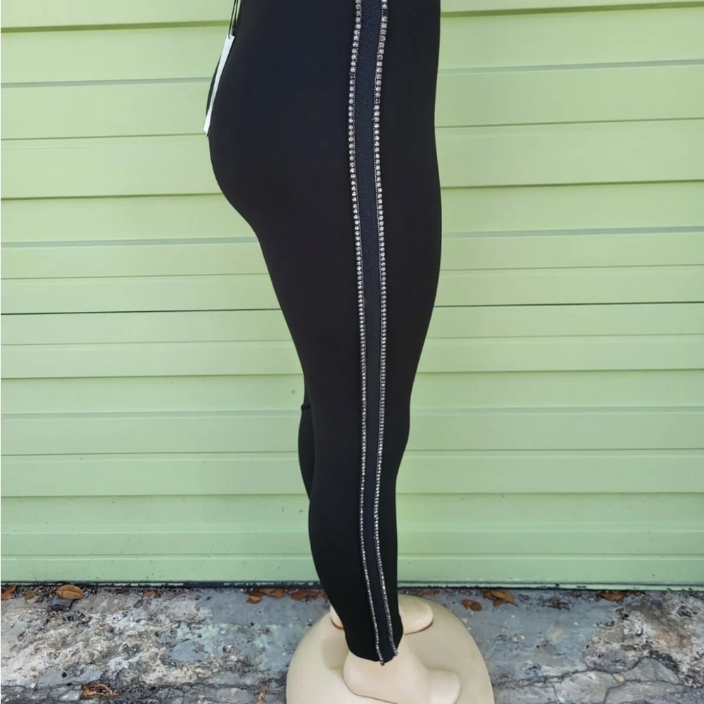 NWD ZARA Black LEGGING WITH BEADED STRIPE elastic waist SZ S - Picture 4 of 8